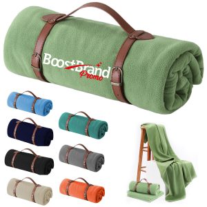 Soft Fleece Yoga Blanket with Roll-Up Strap