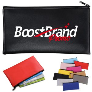 Leather Cash & Receipt Pouch with Zipper Closure