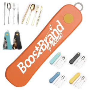 Portable Reusable Cutlery Set with Rotating Case