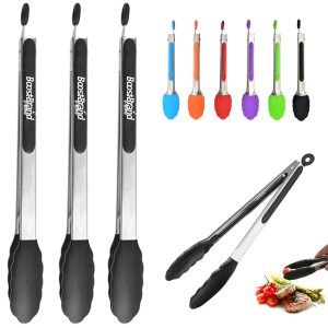 9" BBQ Silicone Kitchen Tongs for Cooking