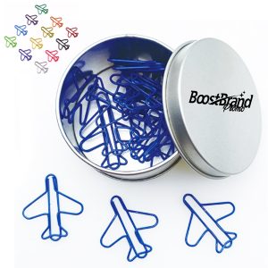 20 in 1 Airplane Shaped Paper Clips in Tin Box