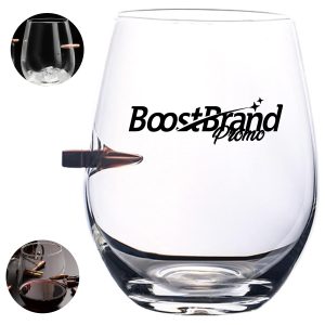 9Oz. Unique Bullet Embedded Design Stemless Glass