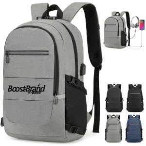 Anti-Theft Laptop Backpack with Lock & Reflective Strip