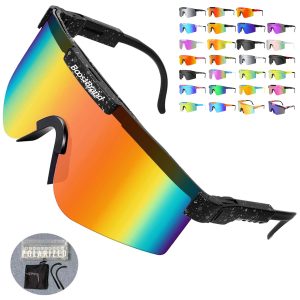 Wraparound Sport Sunglasses with Mirrored Lenses
