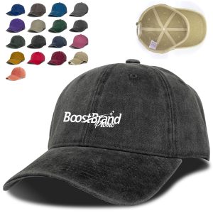 Washed Cotton Baseball Cap with Adjustable Strap