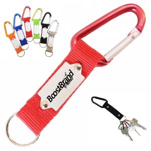 Aluminum D-Ring Carabiner Keychain with Webbing