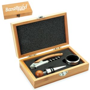 Wooden Box Wine Accessory Gift Set