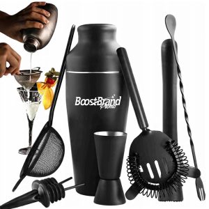 8 in 1 Matte Black Professional Cocktail Shaker Set