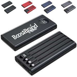 Slim Power Bank with Integrated Charging Cables