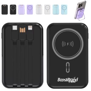 Wireless Portable Charger with Integrated Cables