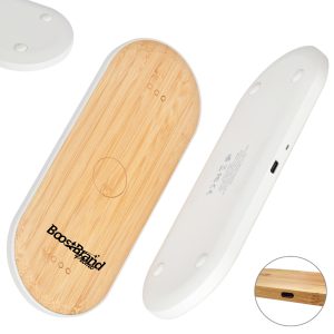 Bamboo Wireless Charging Pad with Speakers