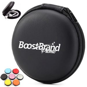 Compact Round Earbud Case with Zipper