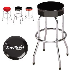Customizable Round Padded Bar Stool with Chrome Base