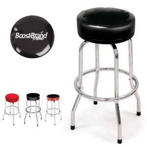 Customizable Padded Bar Stool with Backrest & Chrome Base