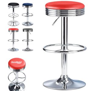 Adjustable Swivel Bar Stool with Chrome Base