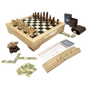 Premium Wooden 7-in-1 Board Game Collection