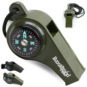 Emergency Whistle with Integrated Compass & Lanyard