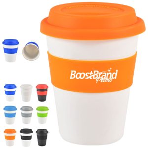 13Oz. Reusable Travel Mug with Silicone Lid & Band
