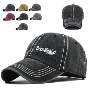 Distressed Baseball Cap with Exposed Stitching