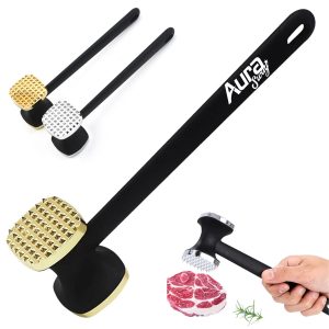 Dual Sided Meat Tenderizer Hammer with Long Handle