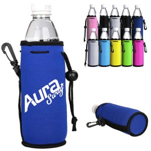 16Oz. Neoprene Can Cooler Sleeve with Drawstring Clip Hook