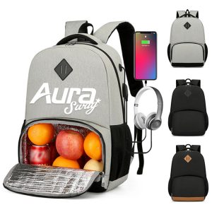 Insulated Laptop Backpack W/ Cooler USB Port Headphone Jack