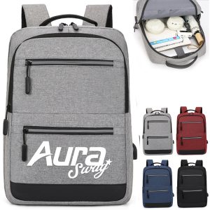 Waterproof Business Travel Laptop Backpack W/ USB Charging