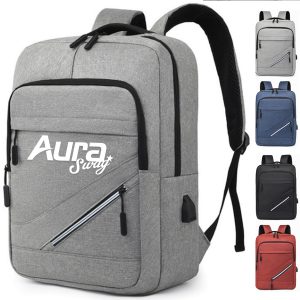 Water-Resistant Business College Laptop Backpack W/ USB Port