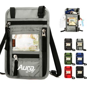 RFID Blocking Passport Neck Wallet Crossbody Travel Pouch