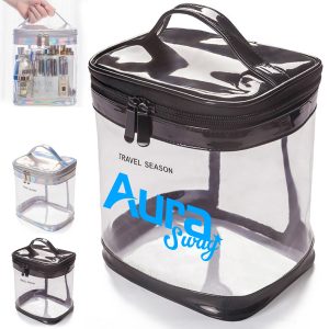 Holographic Transparent PVC Cosmetic Bag with Zipper Handle