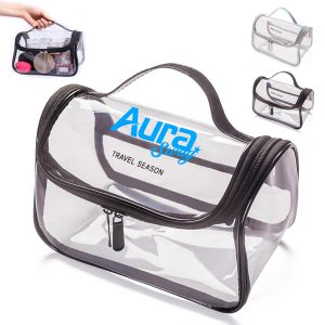 Clear PVC Toiletry Bag with Handle and Holographic Trim