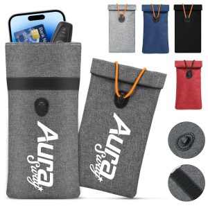 RFID Blocking Mobile Phone Pouch with Drawstring Closure