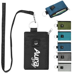 Multi-Purpose Card Holder with Zipper Adjustable Lanyard
