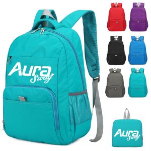 Lightweight Foldable Backpack W/ Zipper and Mesh Side Pocket
