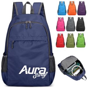 Foldable Lightweight Backpack W/ Zipper and Mesh Side Pocket