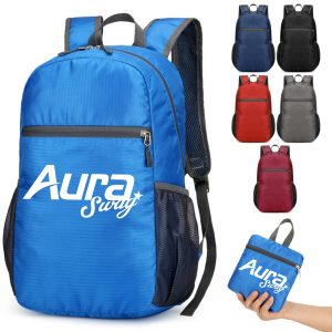 Lightweight Foldable Backpack W/ Zipper and Mesh Side Pocket