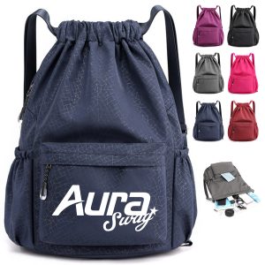 Large Capacity Drawstring Backpack W/ Zipper Side Pockets