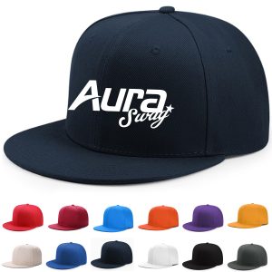 6 Panel Snapback Cap with Flat Brim