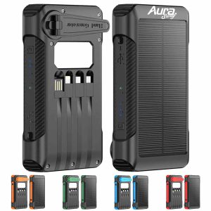 Solar Power Bank with Hand Crank and LED Light