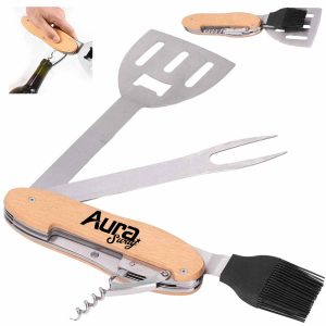 BBQ Tool Set with Wooden Handles