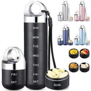 Aluminum 7 Day Travel Case Pill Organizer