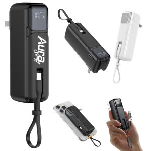 Portable 5,000mAh Power Bank Charger W/ LCD Display Lanyard