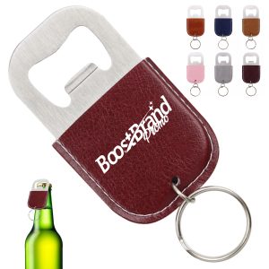 PU Leather Stainless Steel Bottle Opener Keychain