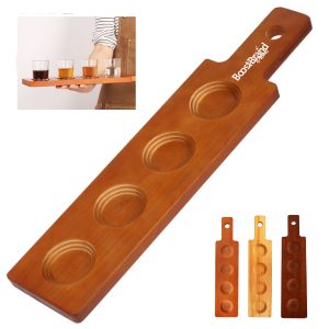Wooden 4 Slot Tasting Flight Paddle Tray