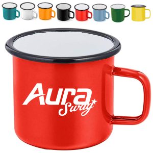 12Oz. Durable Enamel Campfire Mug with Retro Design
