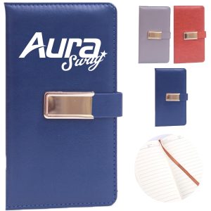 A6 Premium Leatherette Journal with Metal Accent Closure