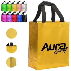 Shimmer Metallic Non-Woven Tote Bag with Gusset