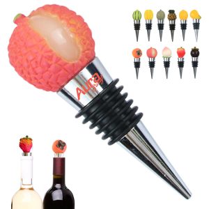 Novelty Fruit Topped Wine Stopper with Metal Seal