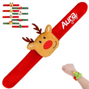 Christmas Themed Slap Bracelets with Novelty Charms