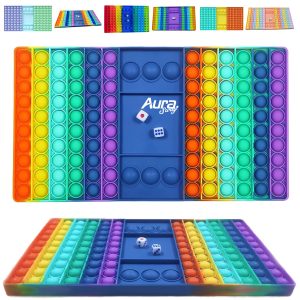 Large Rainbow Pop Fidget Game Mat with Dice for Sensory